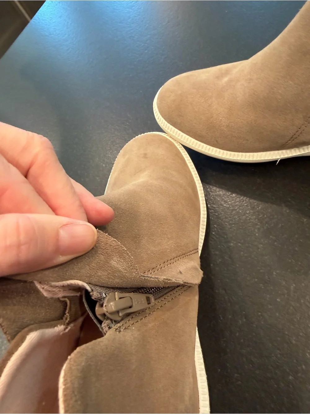 Kate Spade Wilkes Taupe Suede Wedge Sneaker Ankle Booties Size 7